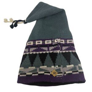 Vintage Igloos Knit Wool Hat Geometric Pattern Purple Black Green Skiing USA mad